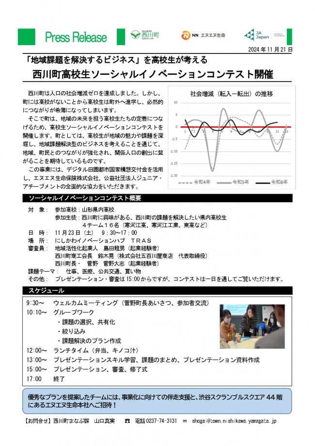 高校生ソーシャルイノベーションコンテスト・プレスリリース