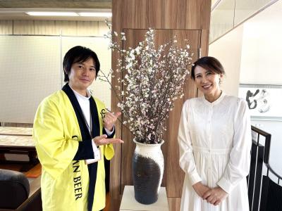 2月2日ごちゃまぜ交流会・堀井さん・町長・啓翁桜と一枚