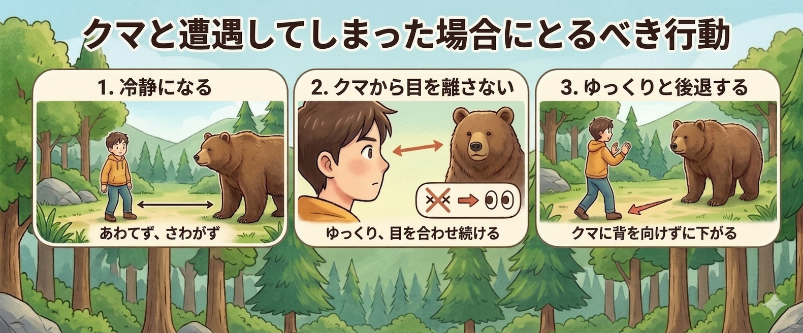 クマと遭遇してしまった場合にとるべき行動